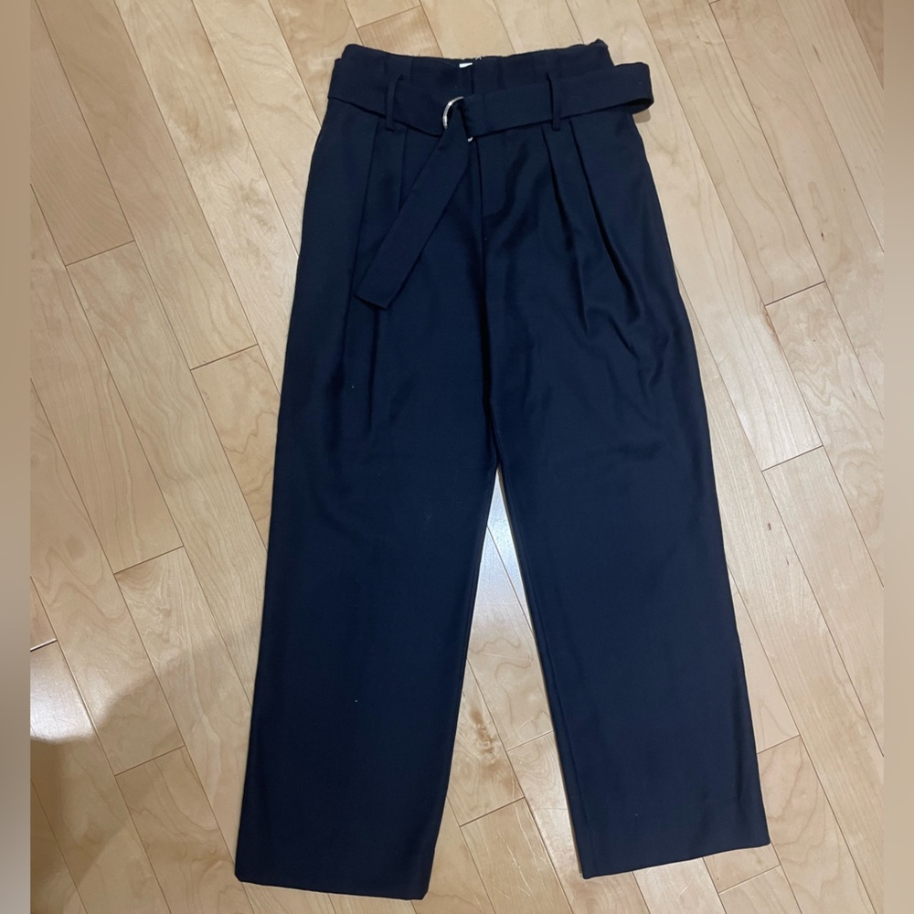 Frame - 100% Wool Navy Belted Trouser (size: 4)